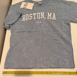 ZARA Kids sz 9-10 Blue Boston MA T-Shirt NWT